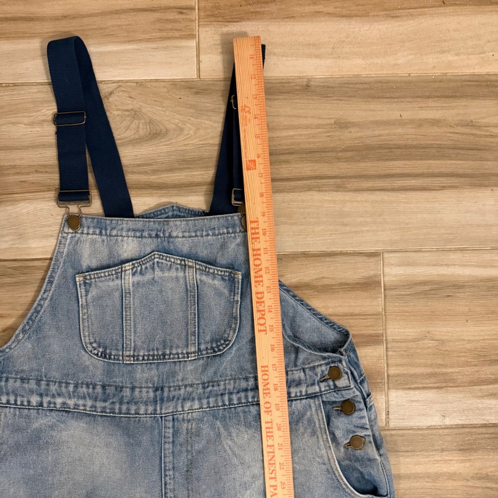 Cider Light Blue Wide-Leg Denim Overalls - Picture 5 of 9